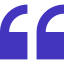 Blue stylized quotation mark symbol.