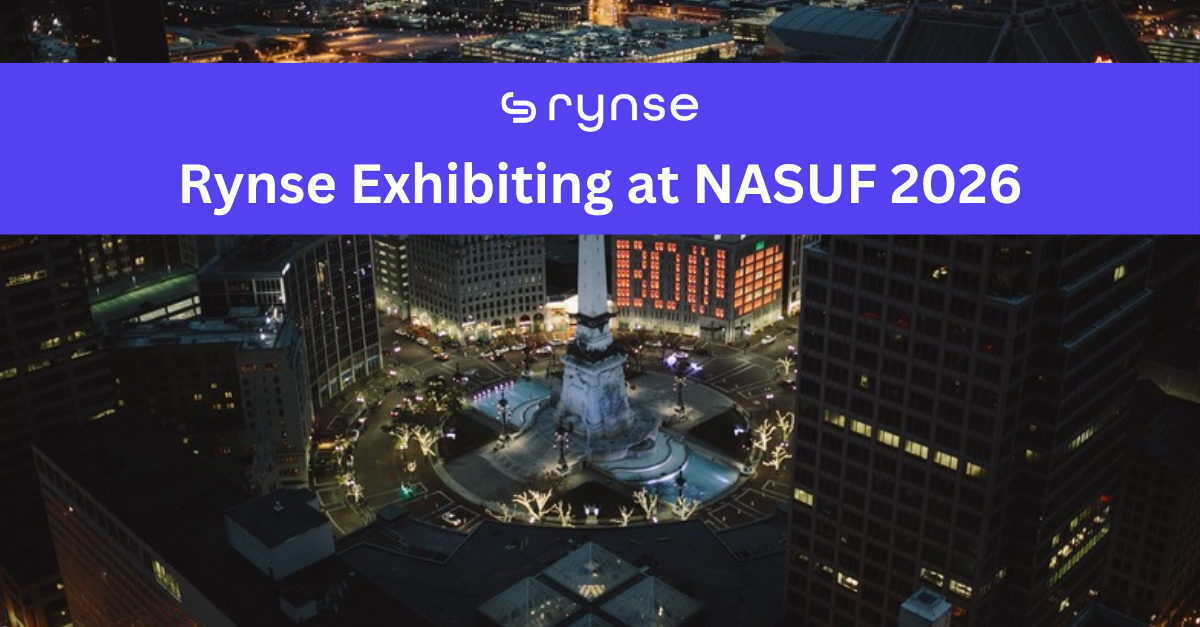 Rynse Exhibiting at NASUF 2026 over the downtown Indianapolis skyline at night